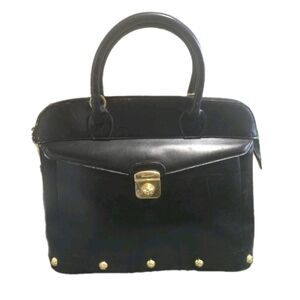 Salvatore Ferragamo Black Leather "Mob Wives" Handbag With Studs